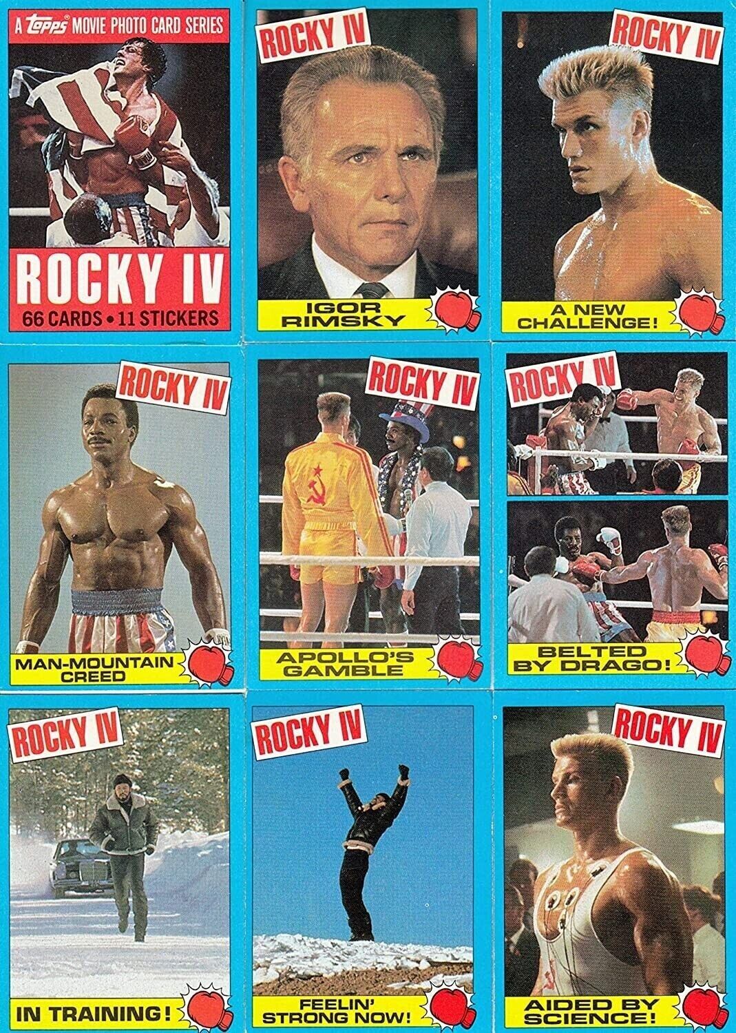 ROCKY 4 TOPPS 1985 SET OF 66 CARDS