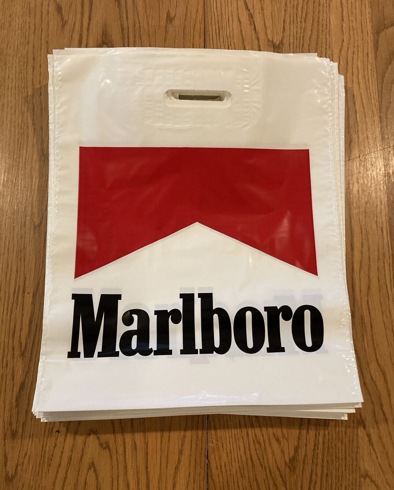 Lot Of 5 Vintage Marlboro Cigarette Brand Plastic Shopping Bags 16”x13-7/8”