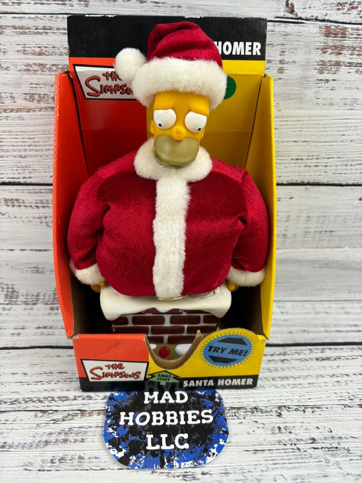 The Simpsons Santa Homer Figure 2003 Vintage Chimney Christmas New In Box READ