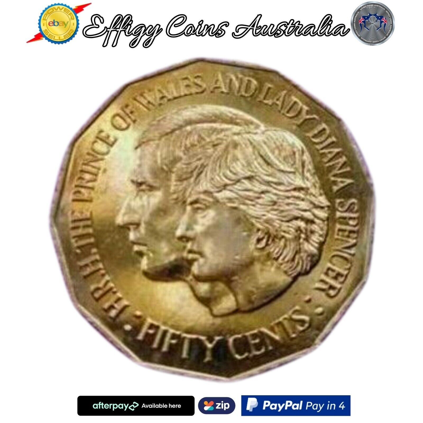 1981 Australian fifty cent 50c coin Princess Diana & Prince Charles Uncirculated