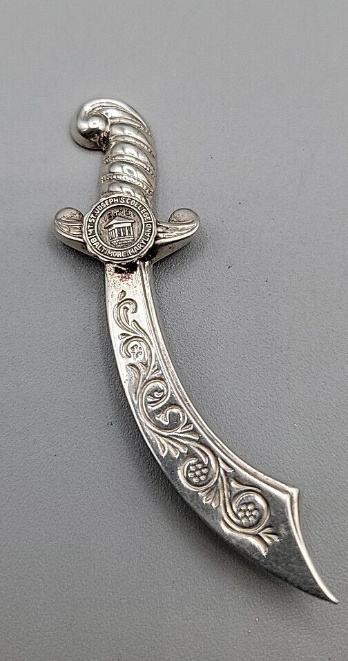 Vintage Sterling Mt St Joseph's College Sword Pin Baltimore Maryland