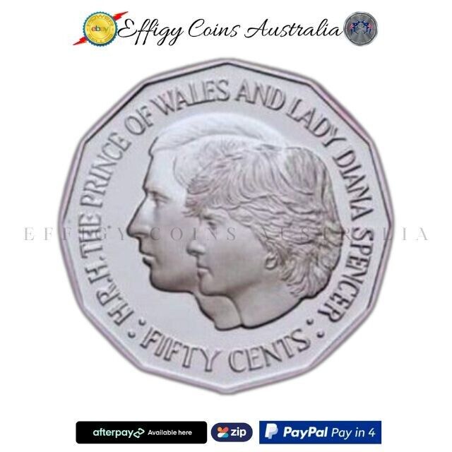 1981 Australian fifty cent 50c coin Princess Diana & Prince Charles Uncirculated