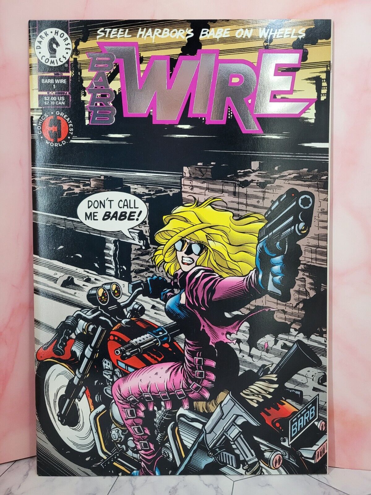 Barb Wire #1- 1994, Adam Warren Foil Cover, Lee Moder, Pinup, Dark Horse, VF
