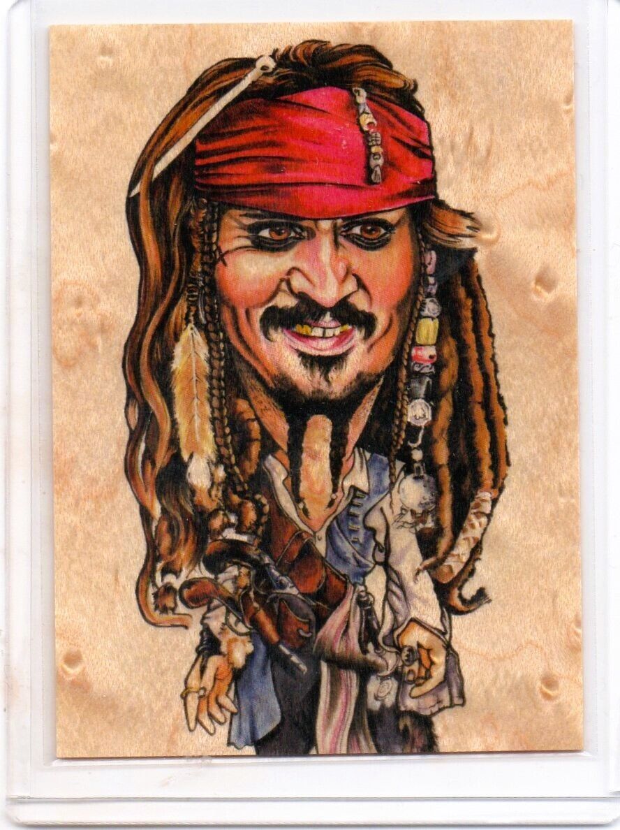 2023 BREYER CRAZY CARICATURES JOHNNY DEPP AS JACK SPARROW WOOD CHASE CARD 