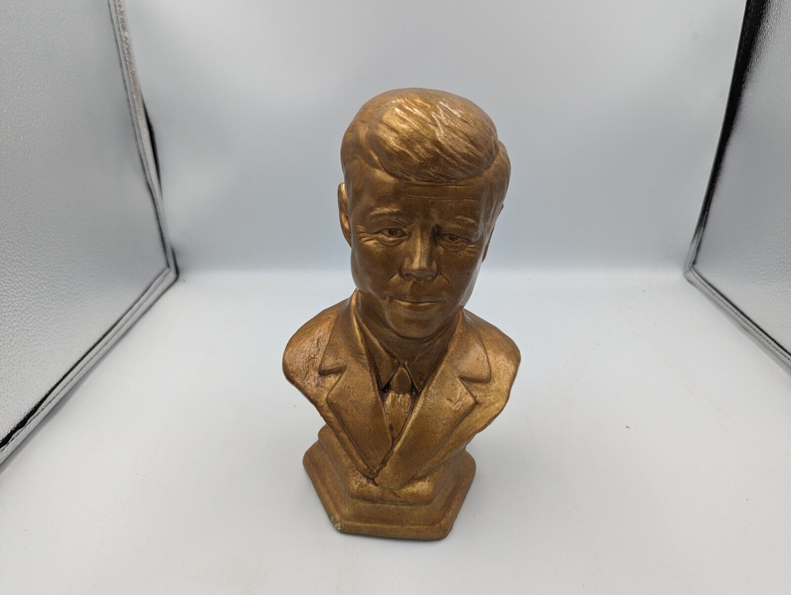 Vintage JFK John F Kennedy Bust Bronze Colored Ceramic 9