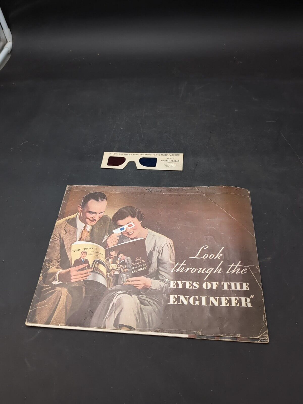 Original 1933 Ford Ford-A-Scope Engineer Sales Brochure w 3-D Glasses 33