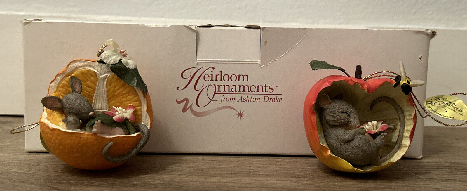 Ashton-Drake Sweet Surprises Ornaments Mice in Fruit Apple Orange