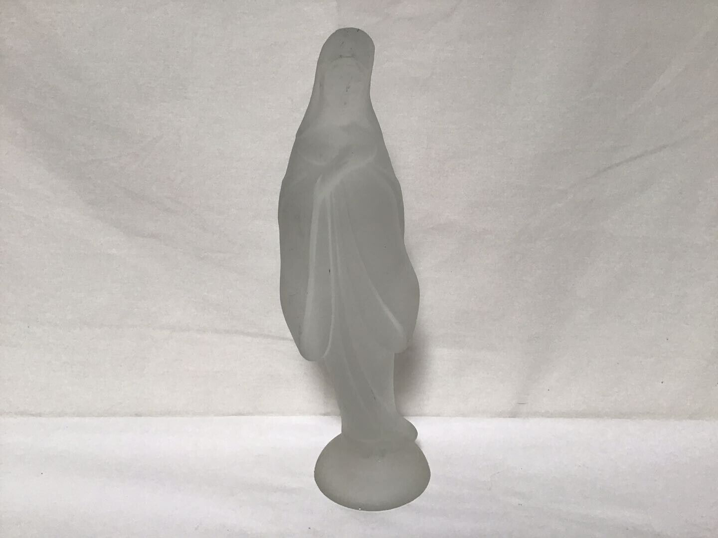 BB31 Vintage Fostoria Madonna Silver Mist Glass Frosted Figure Virgin Mary