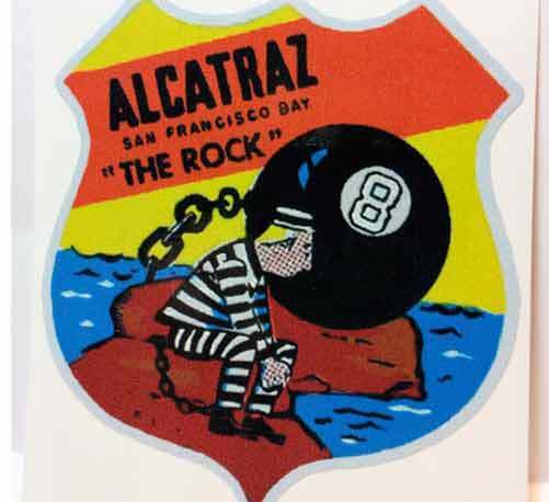Alcatraz Vintage Style Travel Decal / Vinyl Sticker, Luggage Label