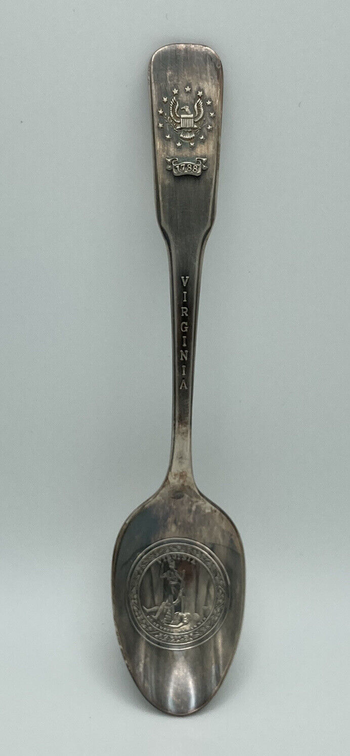 Vintage c1976 Virginia 13 Colonies Commemorative Silver Plated Spoon ~6”