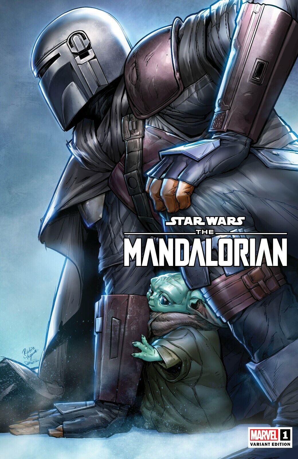 STAR WARS THE MANDALORIAN #1 Exclusive Variant Comic Book Rickie Yagawa In Hand 