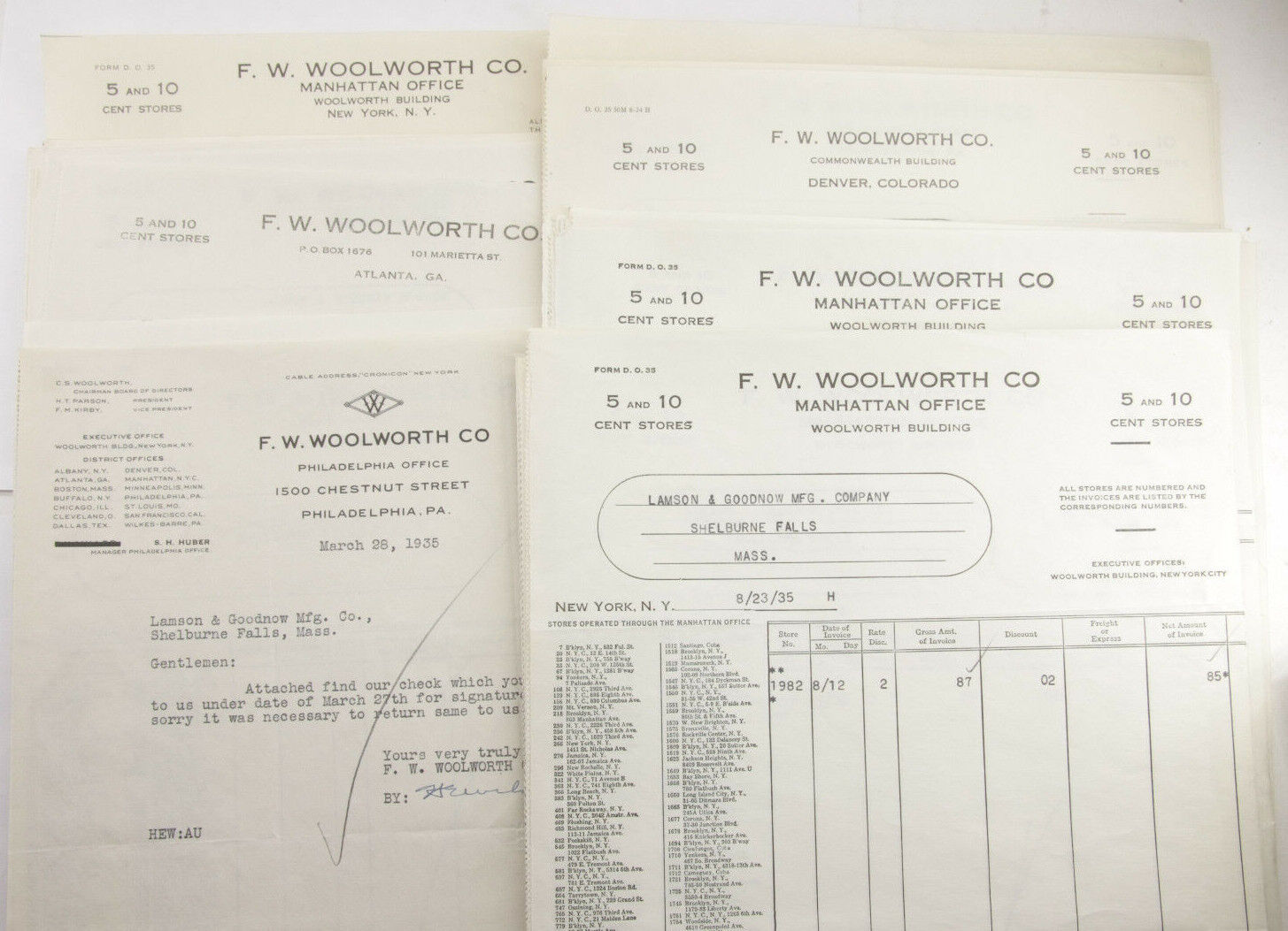 1935 Lamson Goodnow F W Woolworth Co 5s & 10c Payment Vouchers Ephemera P771D