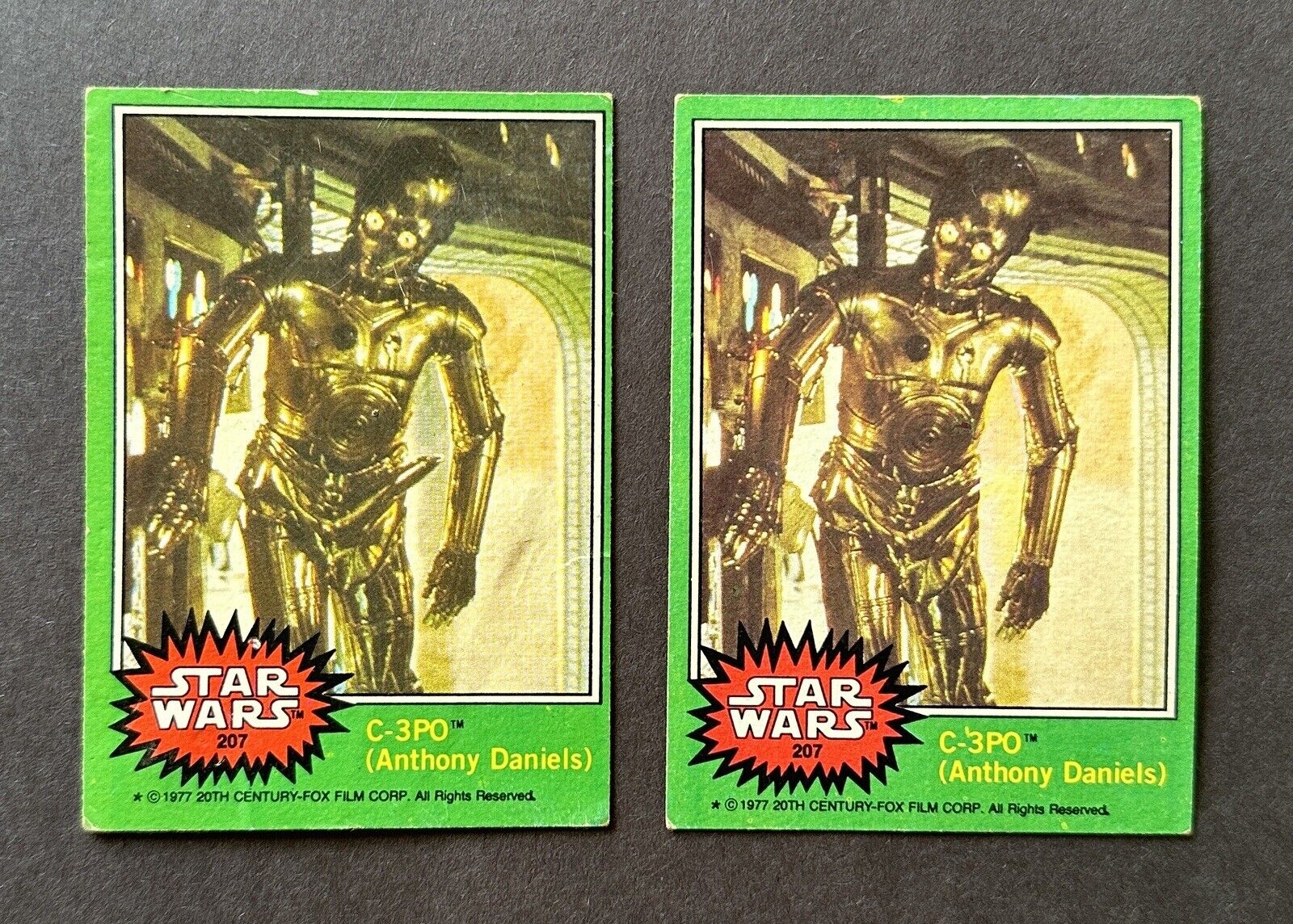 1977 Star Wars C-3PO Anthony Daniels #207 CORRECTED & GOLDENROD ERROR Low Grade
