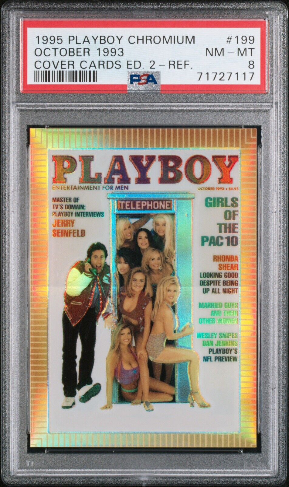 Jerry Seinfeld 1995 ROOKIE Playboy Chromium Chrome Refractor 1993 Cover PSA 8