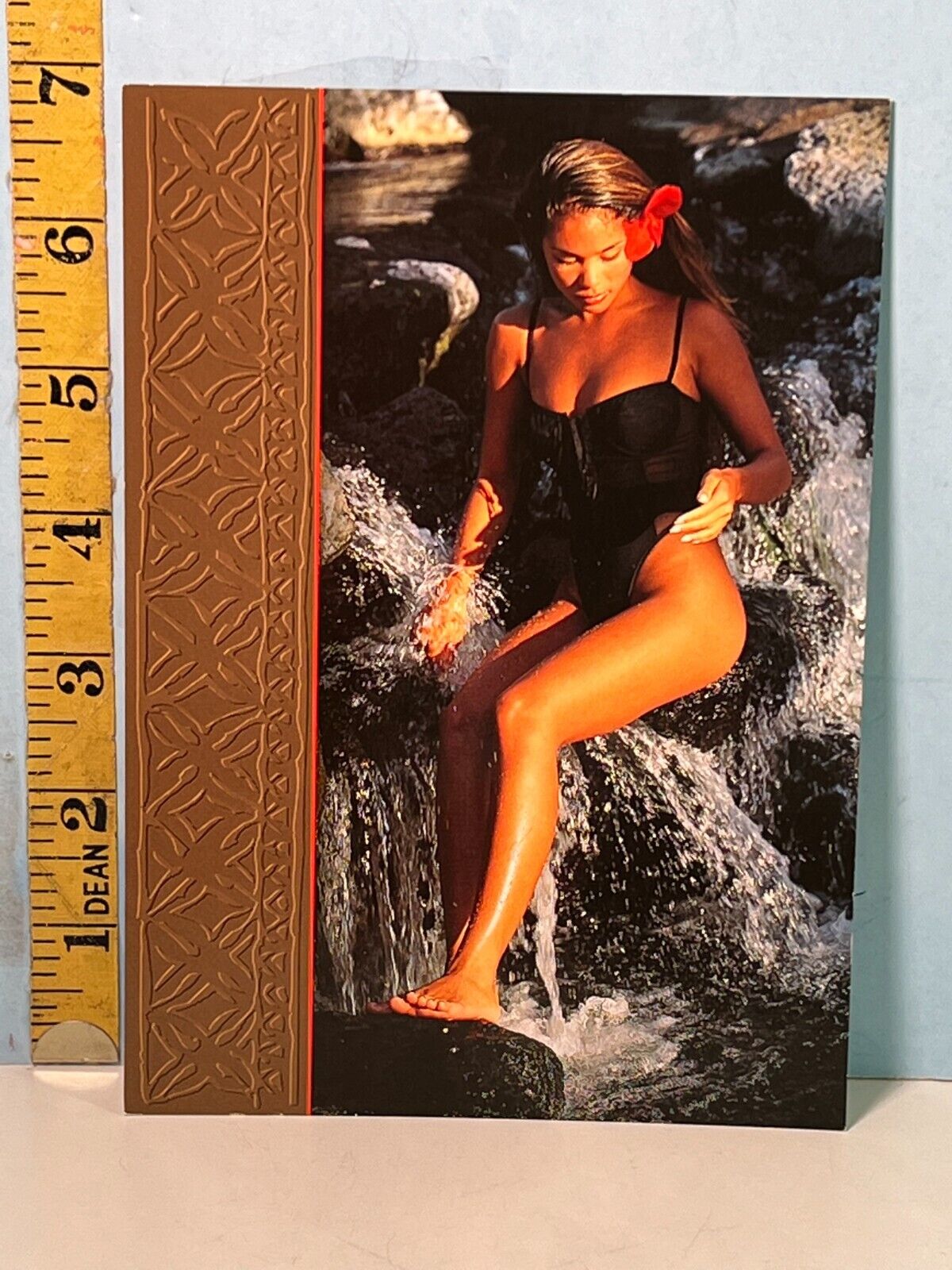 1990's Pinup Risque Postcard: Cool Beauty Waterfall Hawaiian Heritage EX