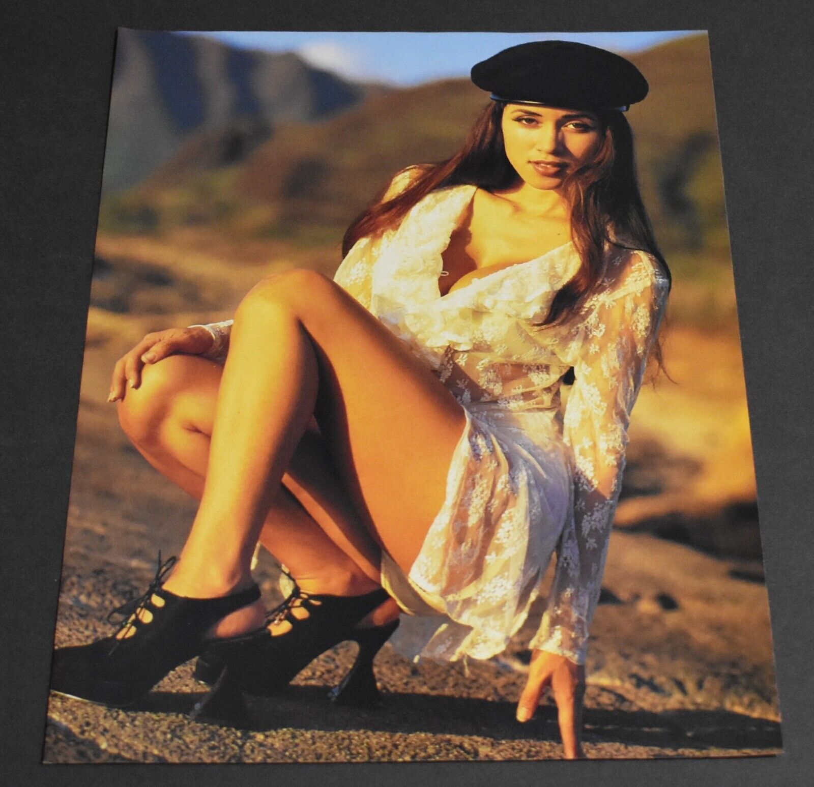 1994 Print Ad Sexy Heels Long Legs Fashion Lady Brunette Sun Dress Outdoors Art