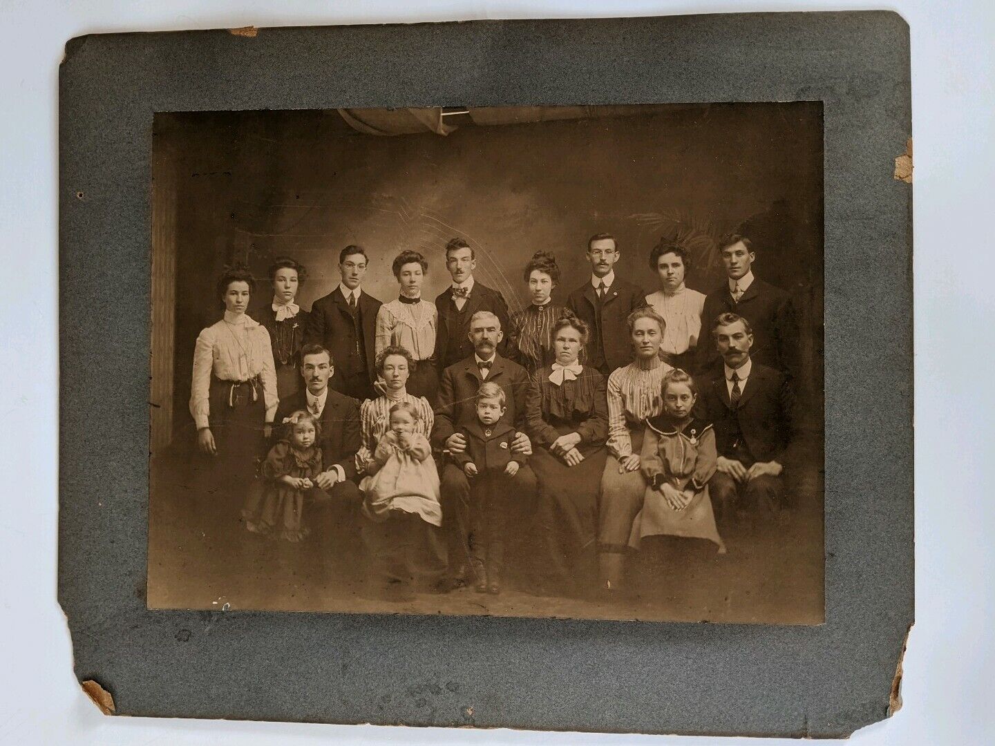 Antique 1900s Family Group Photo Large 17 x 14\