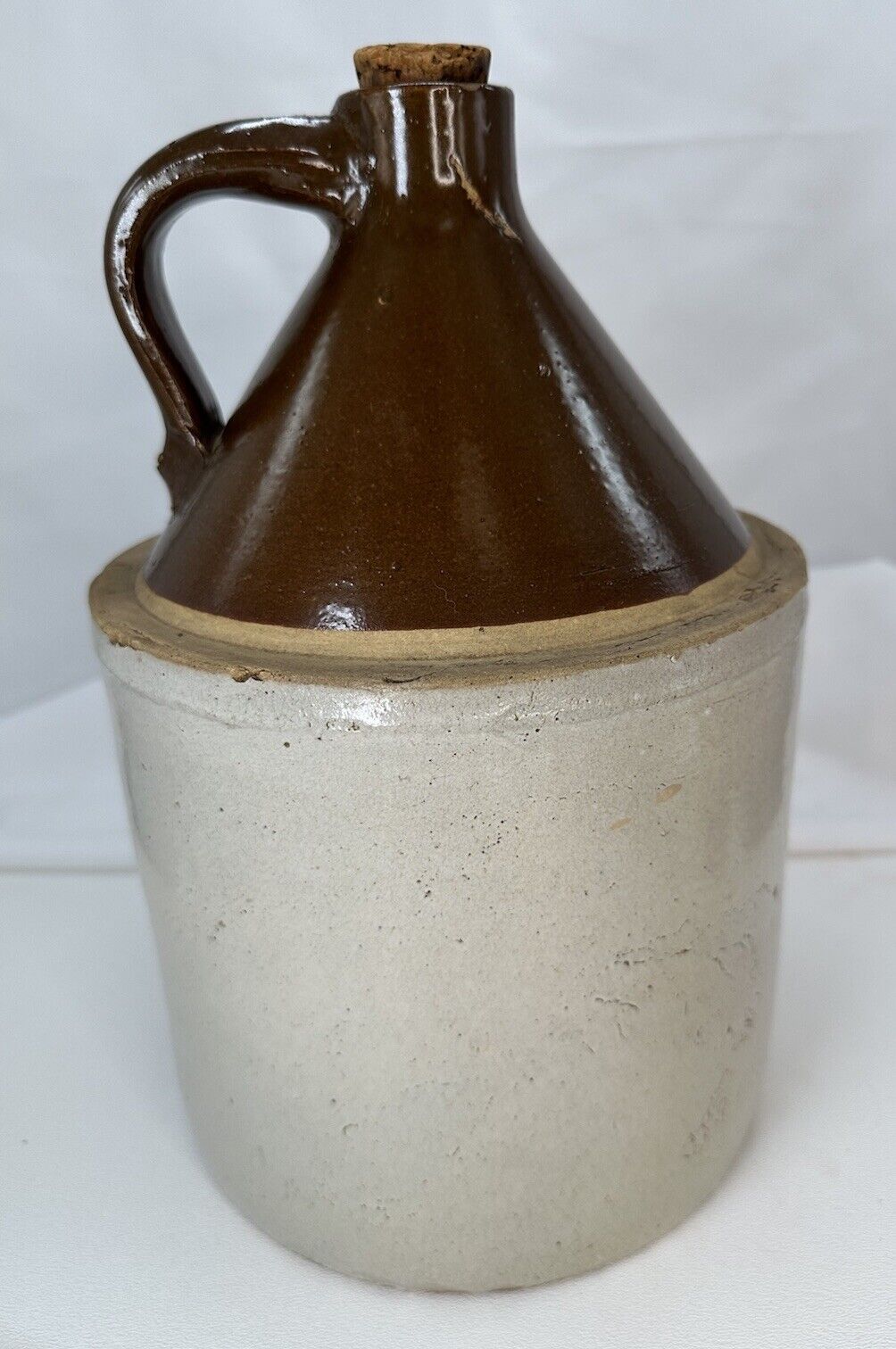Vintage Whisky / Moonshine Jug - 1 Gallon 2-Tone Brown Crock Stoneware