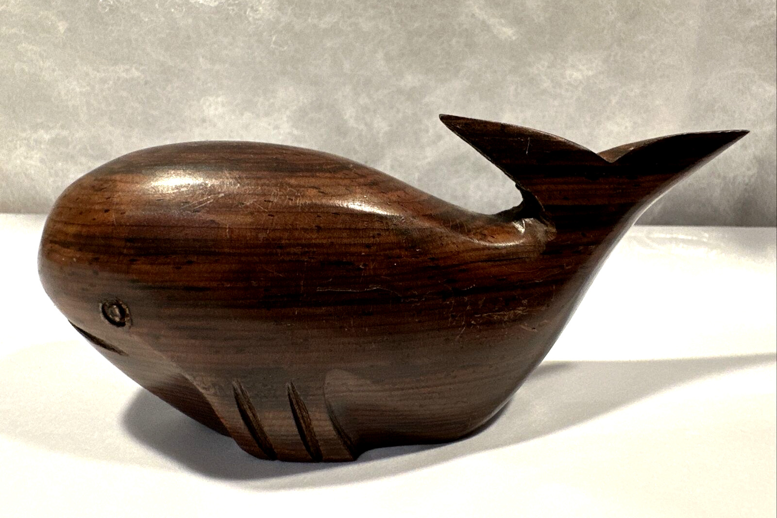 Vintage Ironwood Mini Whale Figurine 3.5” x 1.75” Artist Hand Carved - Beautiful