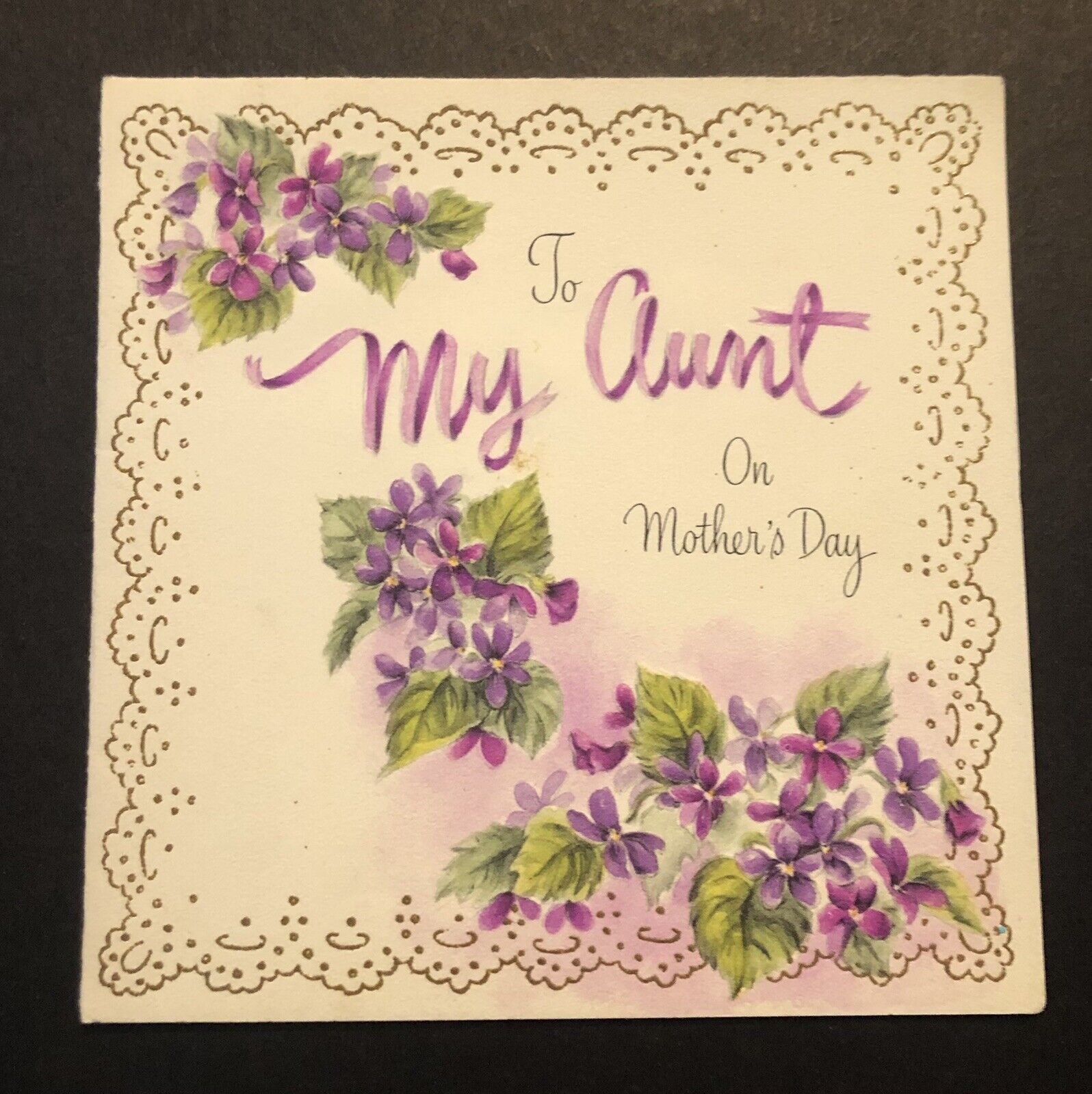 Vintage Mother’s Day Greeting Card Paper Collectible For Aunt