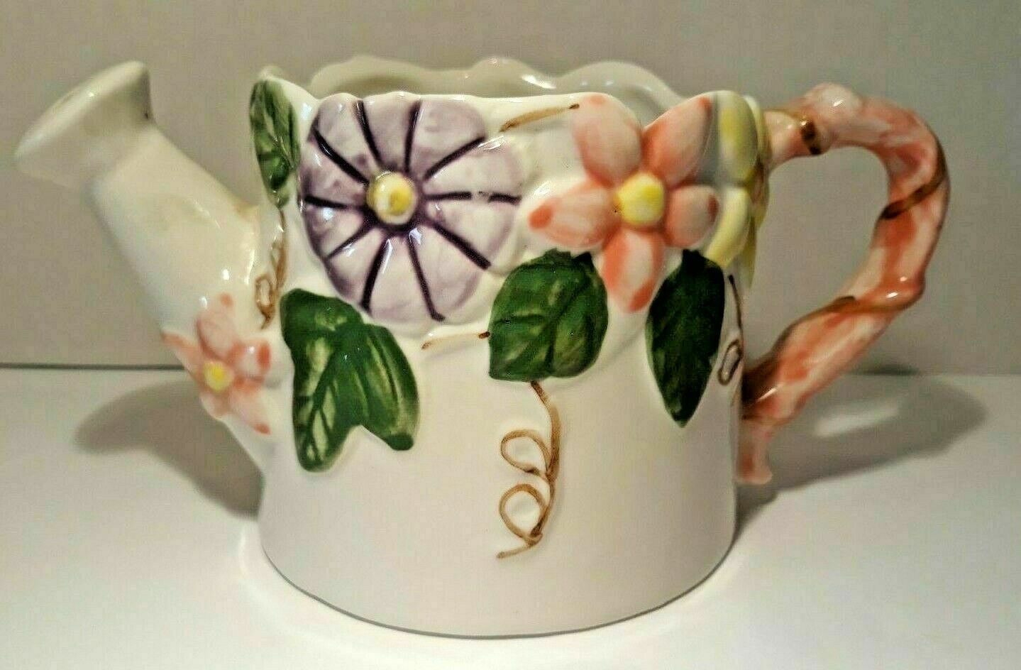 Decorative Porcelain Floral Flower Watering Can Ceramic