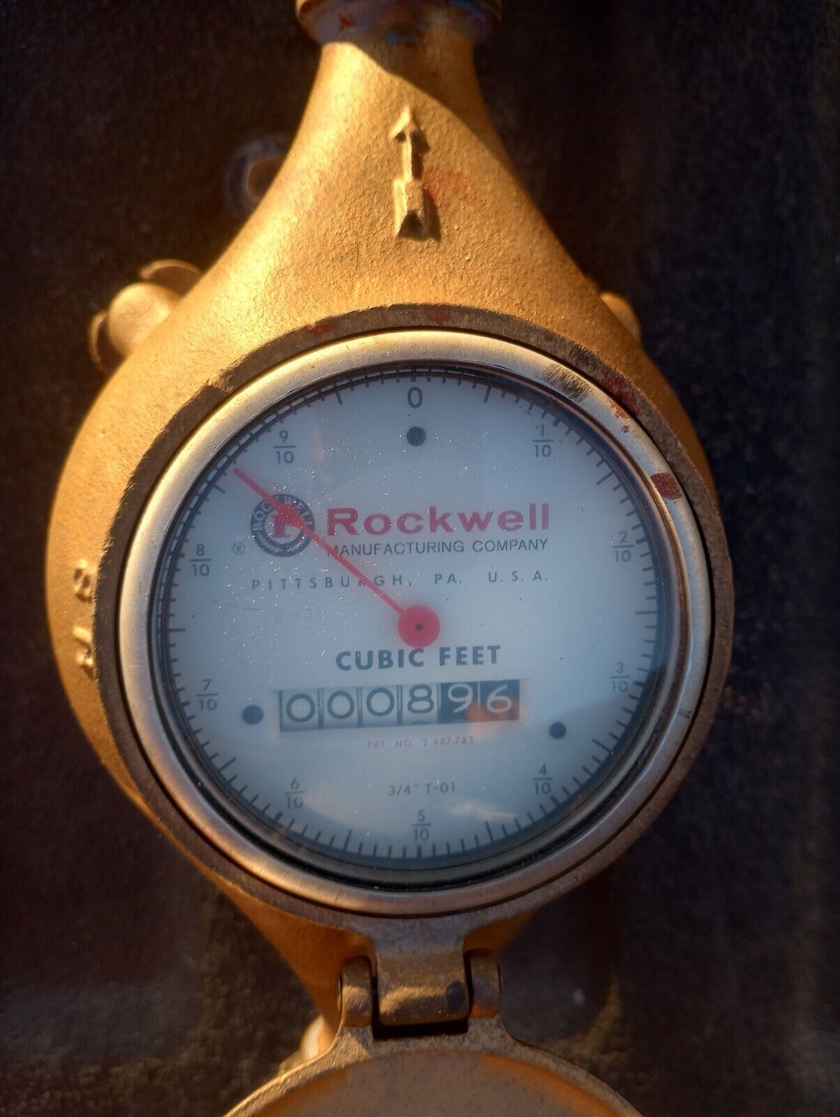  Rockwell Mfg Co Brass Water Meter 3/4 In Gauge Model T-01