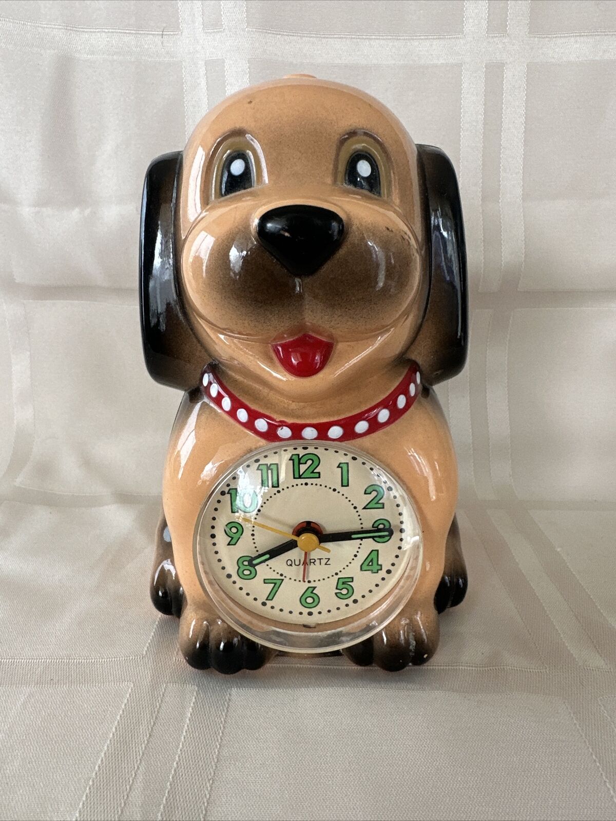 Vintage Alarm Clock Dog Puppy Barking Spots Musical Music Doggy Alarm Clock