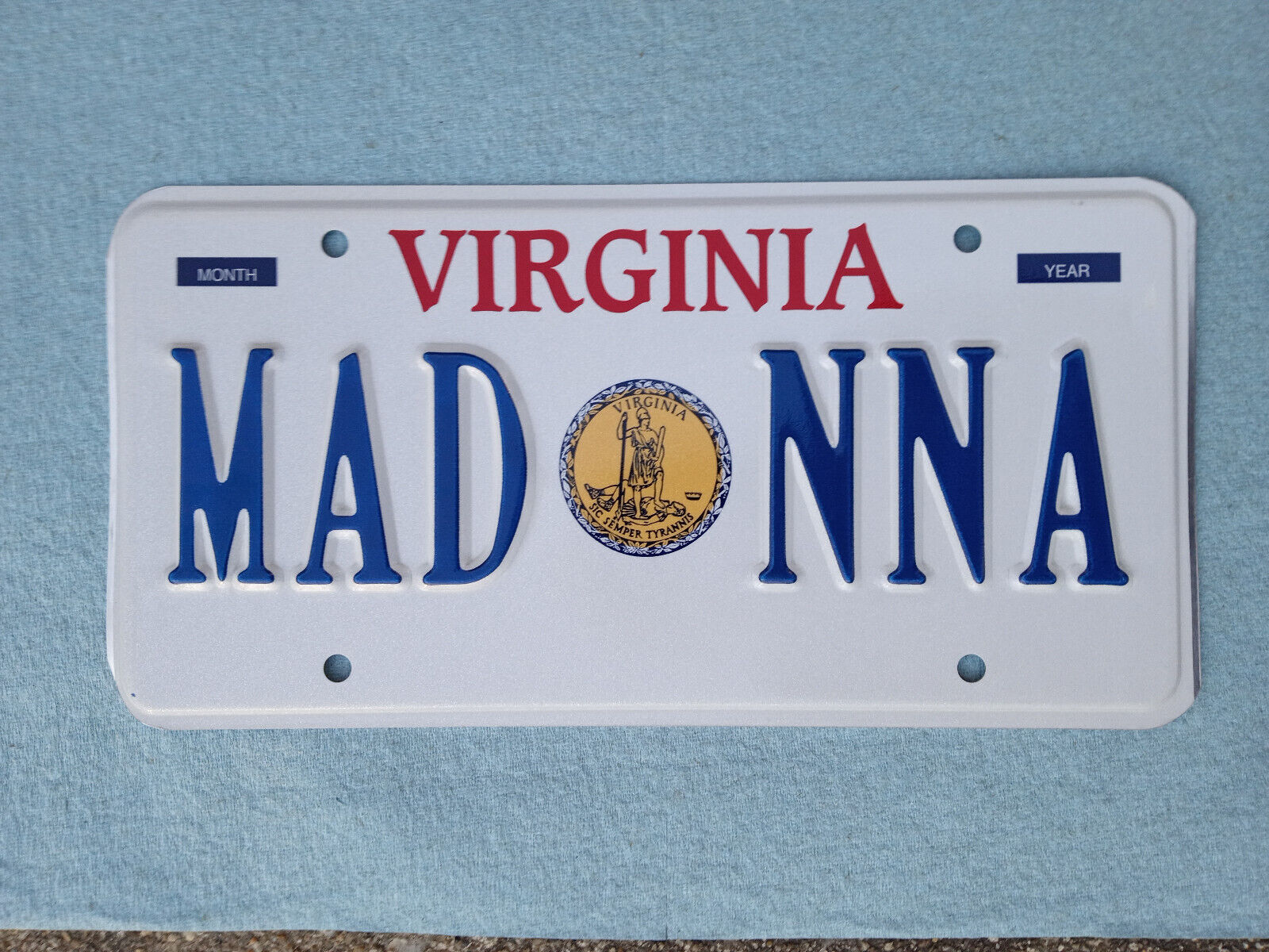 Expired Virginia Vanity License Plate MADONNA (MAD NNA) Celebrity Pop Icon