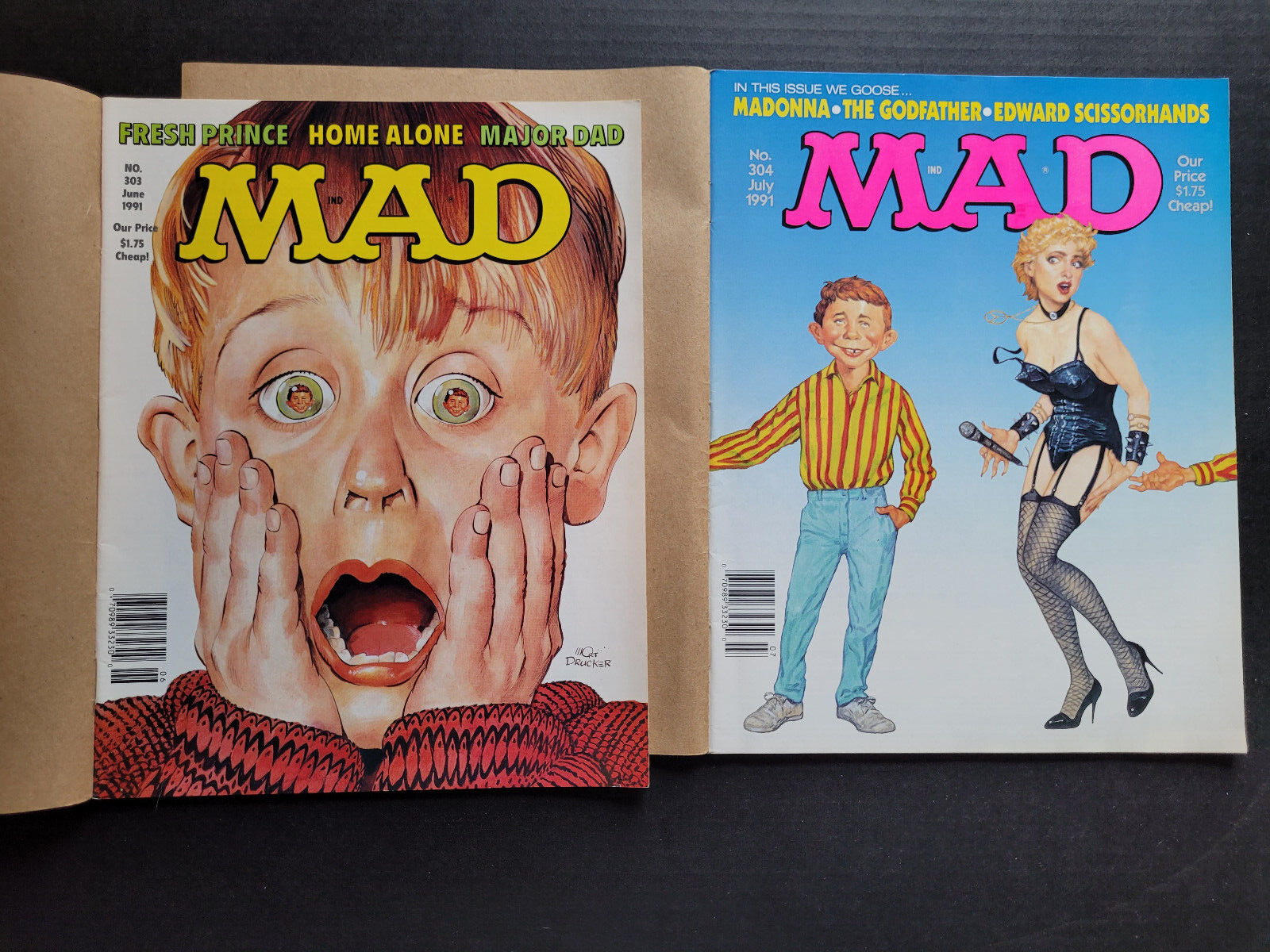 MAD MAGAZINE ~ LOT OF 2 ISSUES ~ # 303 HOME ALONE + # 304 MADONNA ~ W/MAILER