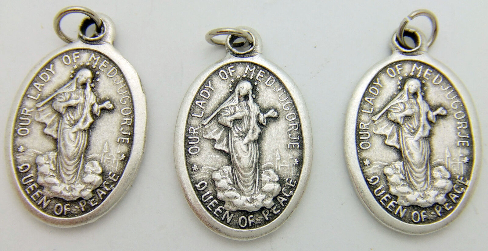 MRT 3 Our Lady of Medjugorje Mary Madonna Catholic Medal Silver Plate 3/4\