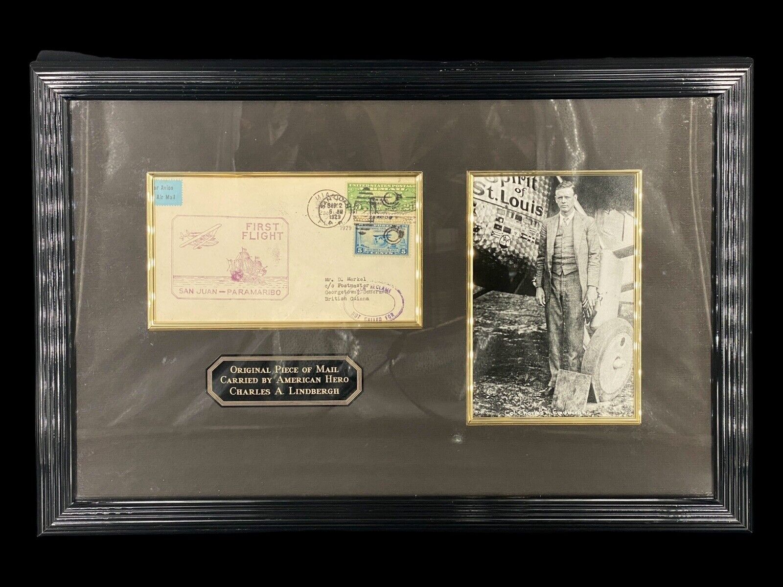 Original Piece of 1929 Mail Carried by American Hero Charles A. Lindbergh