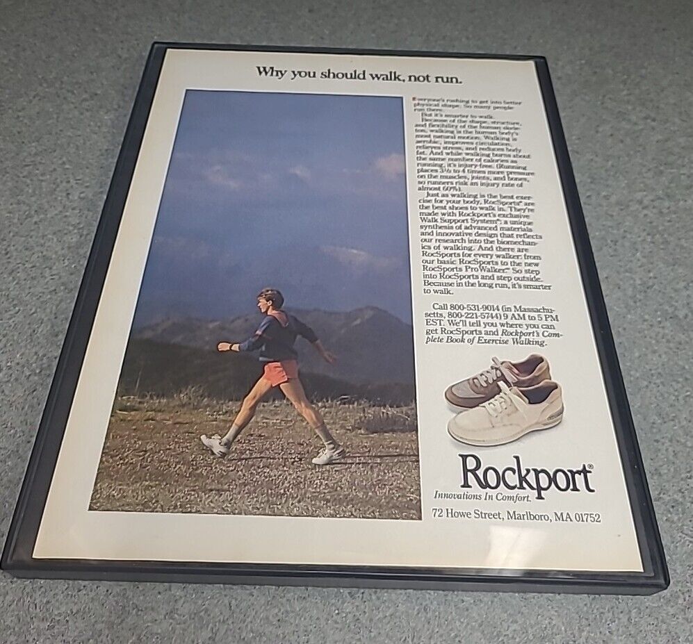 Rockport Walking Shoes Print Ad 1985 Framed 8.5x11 Man Cave Decor