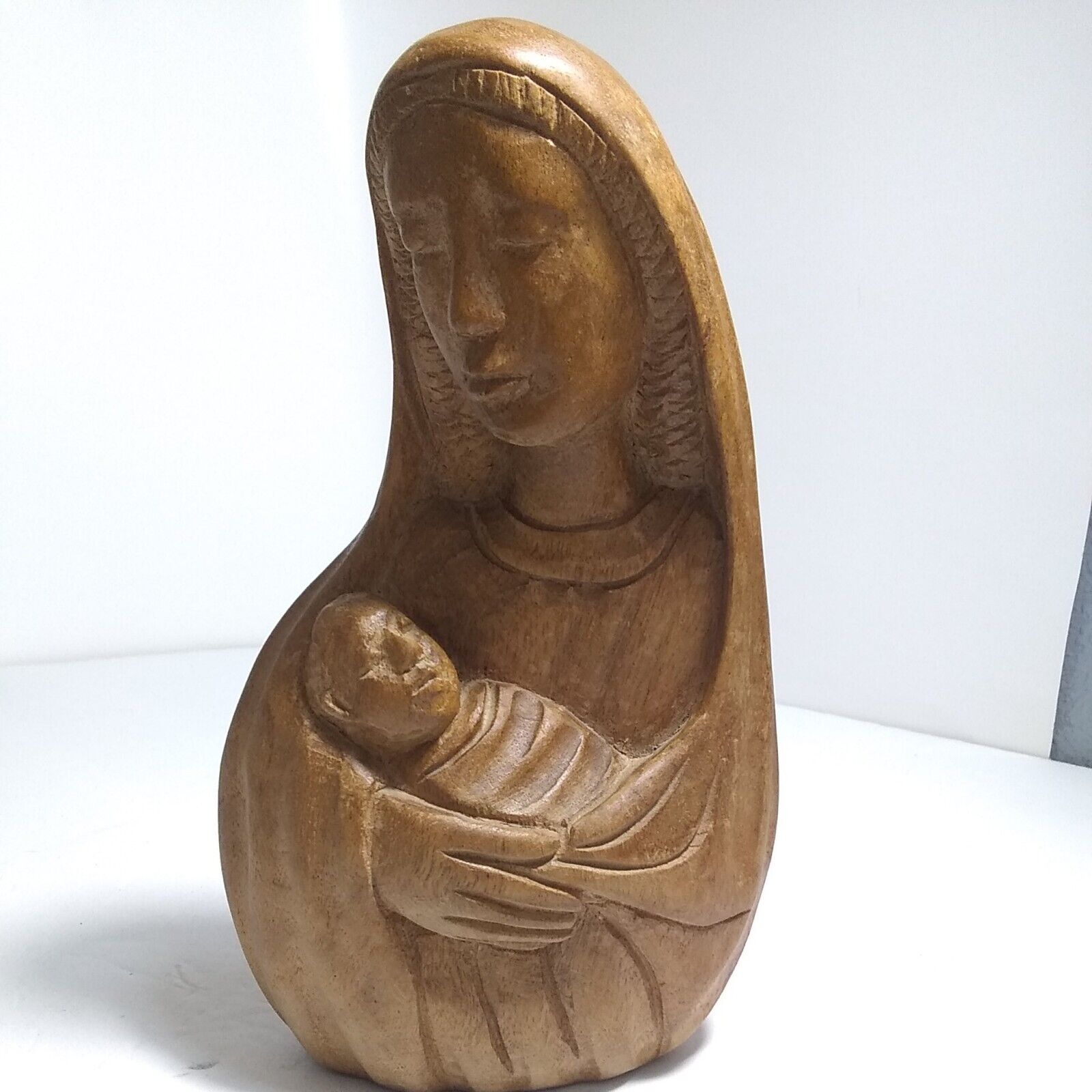 Madonna Child Carved Hardwood Folk Art  