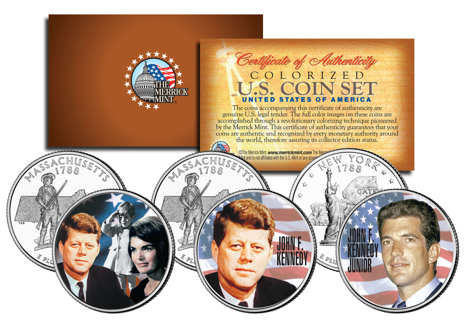 JOHN F KENNEDY Statehood Quarters US 3-Coin Set with JOHN JUNIOR & JACQUELINE