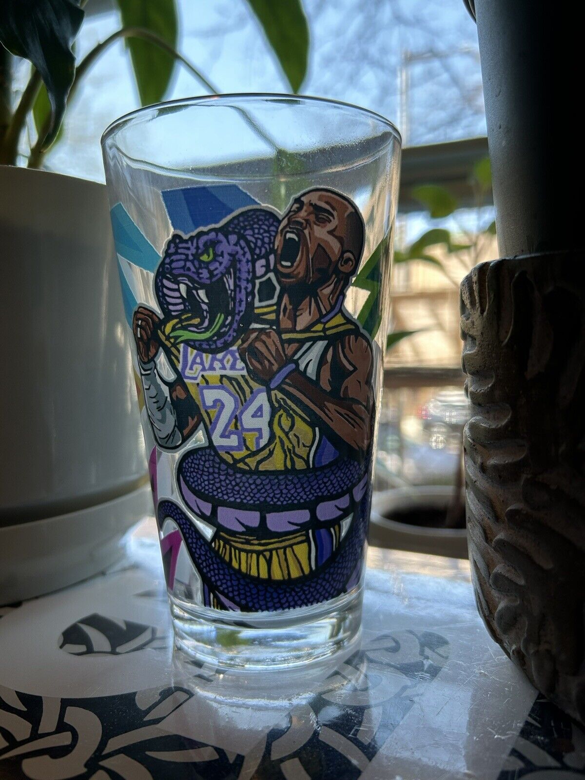 LIMITED Rare Kobe Bryant Lakers Black Mamba Glassware Monkish Other Half  Fidens