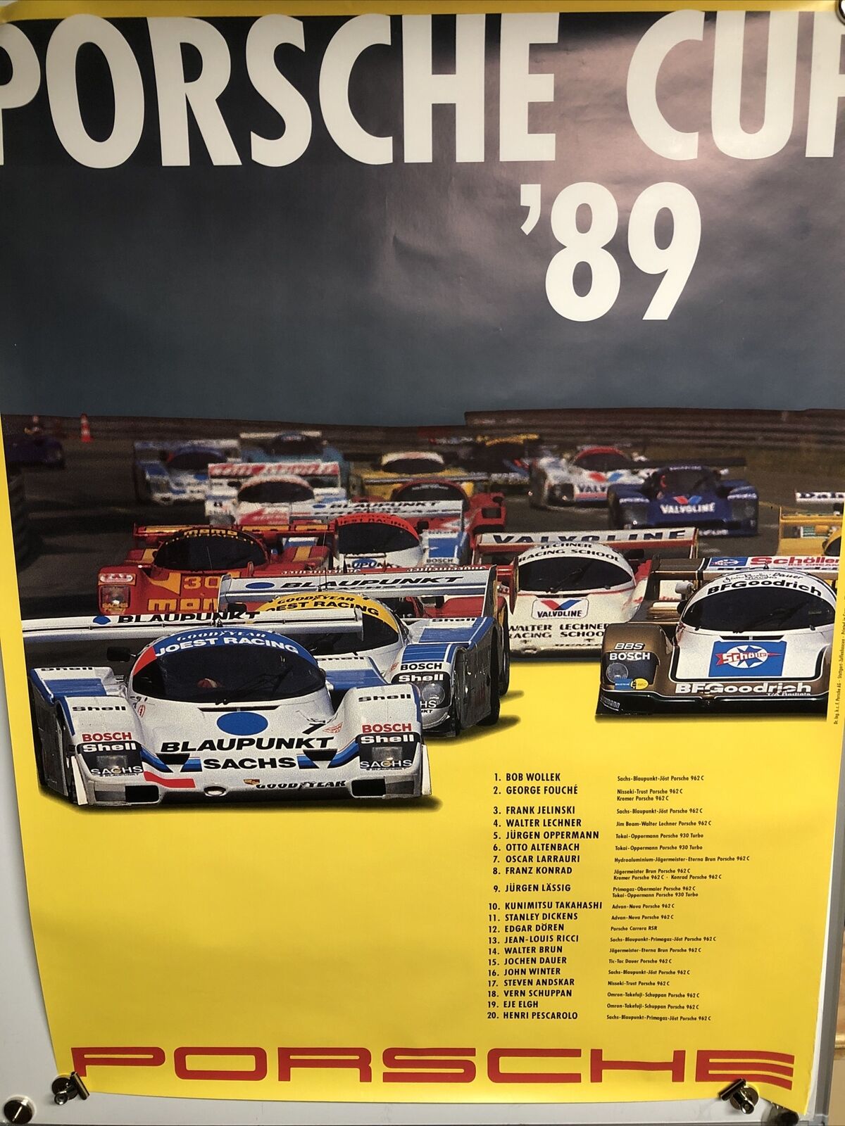 AWESOME Original Porsche factory poster Cup 1989