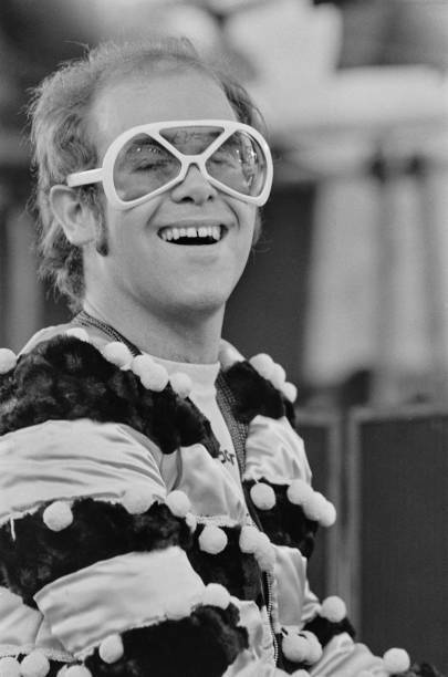 English singer Elton John performs at Watford FC 1974 OLD PHOTO