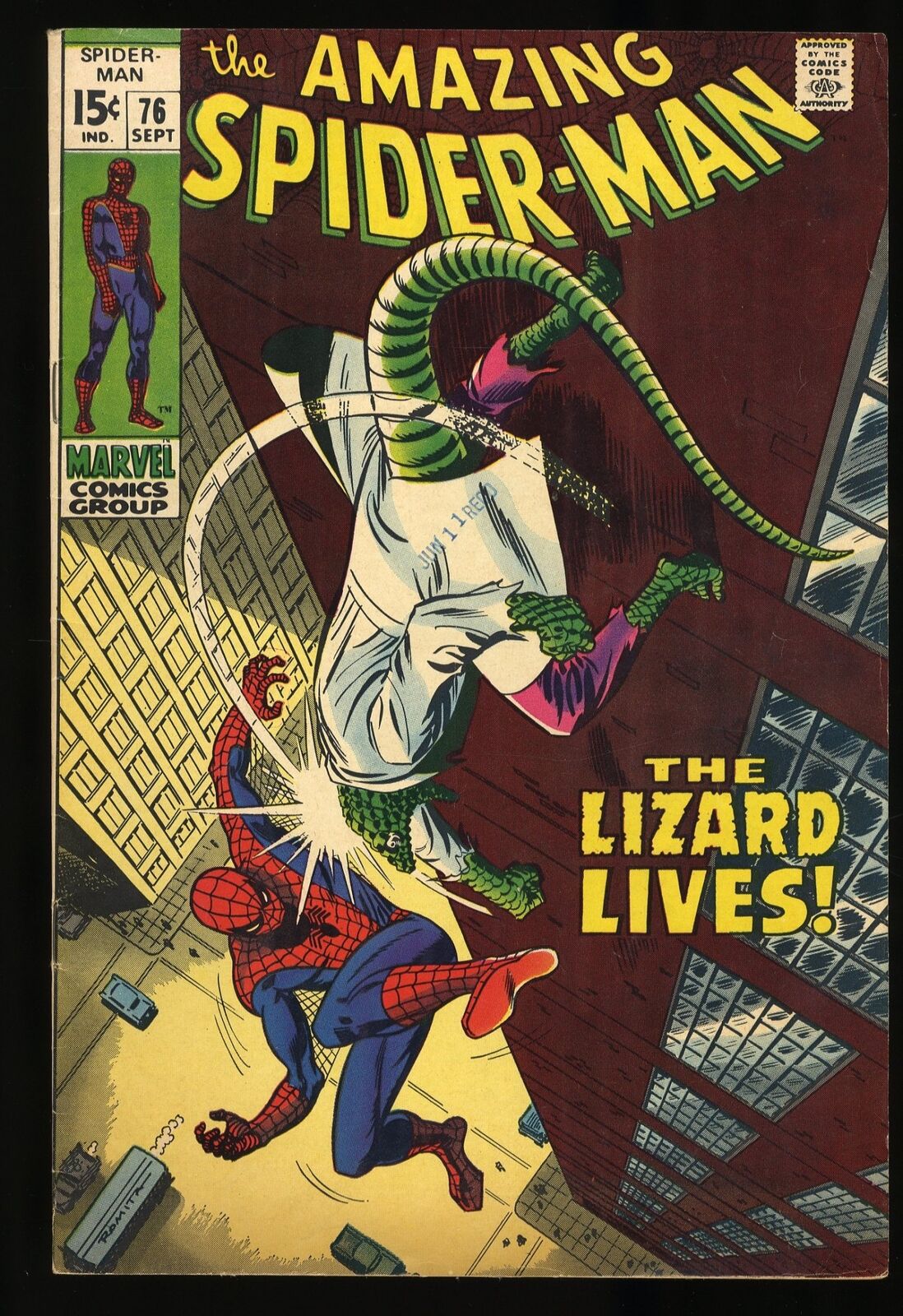 Amazing Spider-Man #76 FN+ 6.5 Lizard Human Torch Appearance Marvel 1969