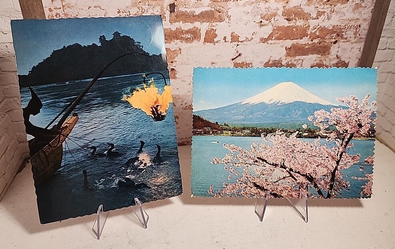 2 Japan Postcards Gifu + Mt. Fuji | 1966 Kobe + Yokohama Postmarks + #749 Stamps