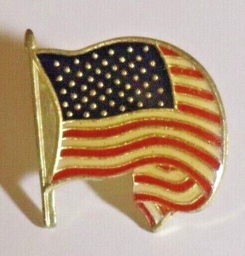 1980-Vintage United States Taiwan-Made American Waving US Flag Pinback Lapel Pin