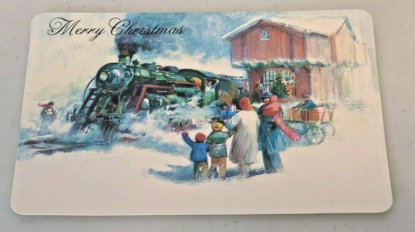 LOT 8 VTG Merry Christmas Hallmark Postcard Holiday Train Winter Station PX102-3