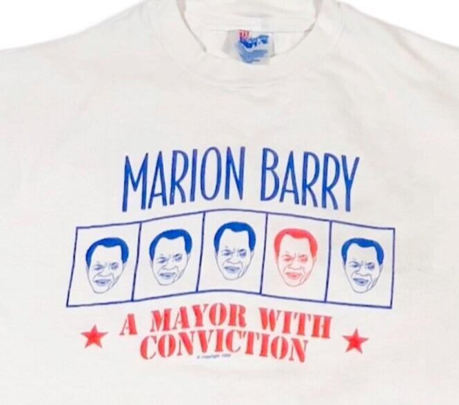 RARE 1994 Vintage MARION BARRY Mayor With Conviction Wash DC Politics XL T-Shirt