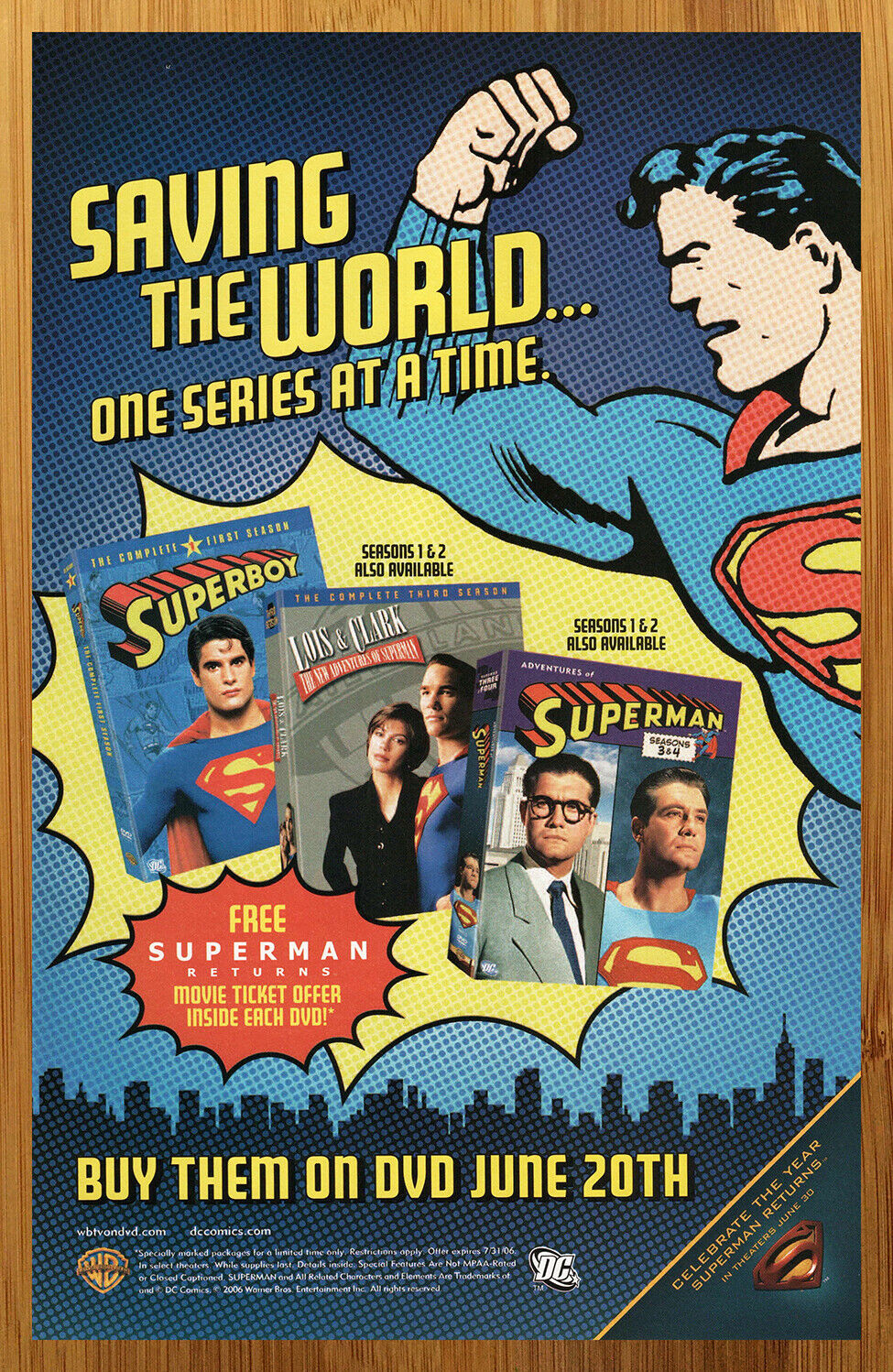 2006 Superman TV Series DVDs Print Ad/Poster Superboy Lois & Clark George Reeves