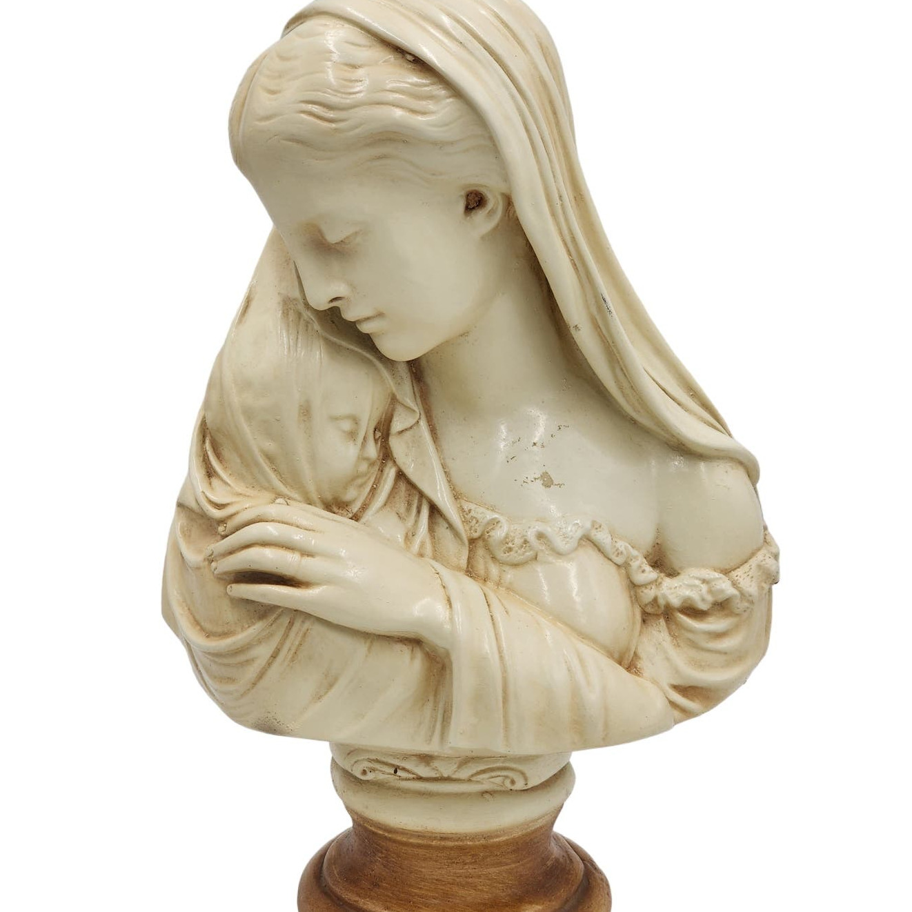 Vintage Marwal Statue Bust Madonna Mary Child Baby Jesus Motherhood Catholic 15\