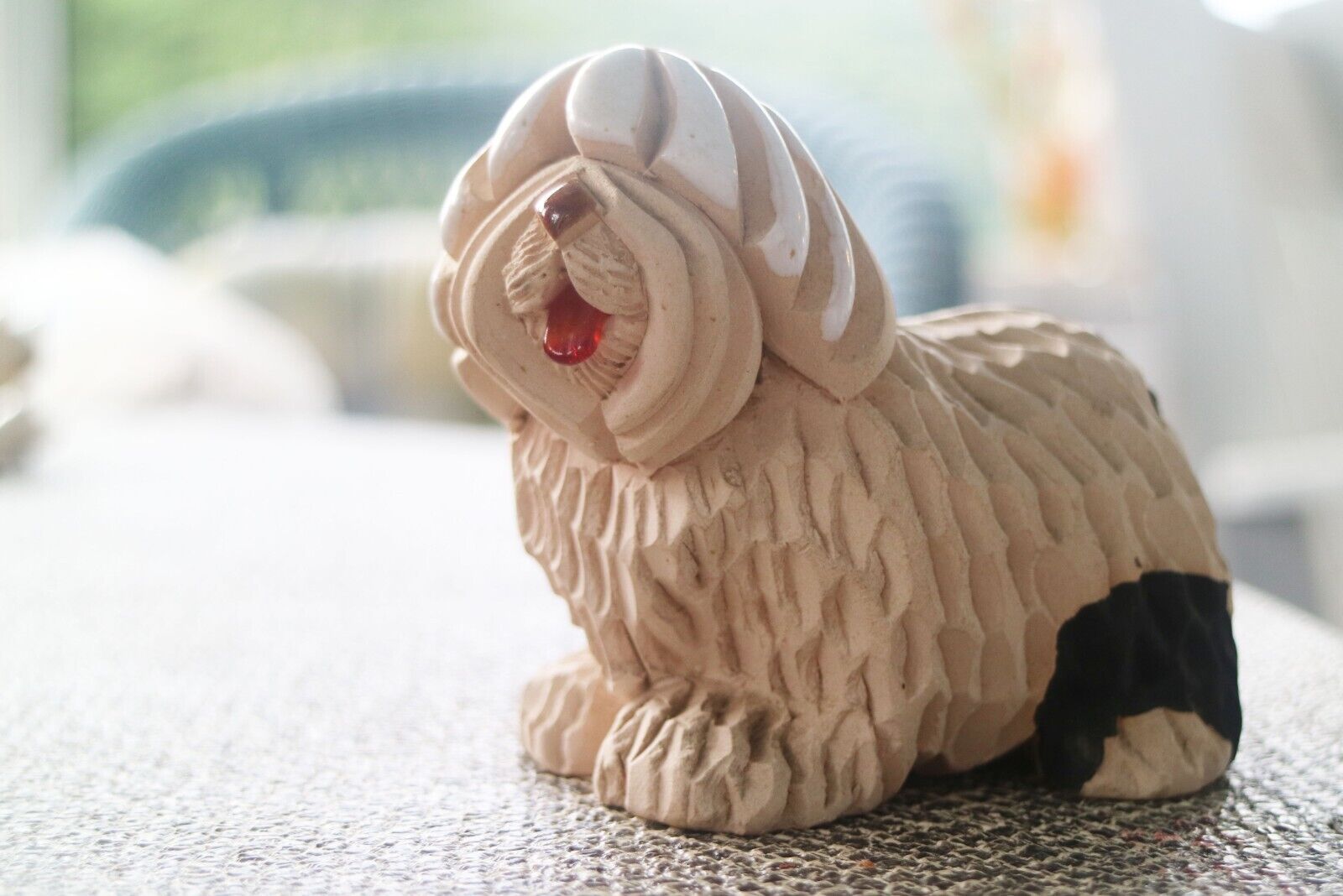 Artesania Rinconada~ shaggy dog~Old English Sheep Dog ~ clay figurine ~ retired