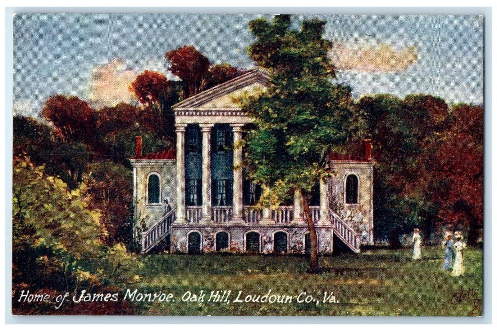 c1940s Home Of James Monroe Oak Hill Loudoun County Virginia VA Oilette Postcard