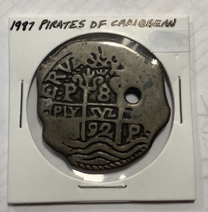 Vintage Disneyland Pirates of the Caribbean Doubloon Coin Stamped Disneyland 87