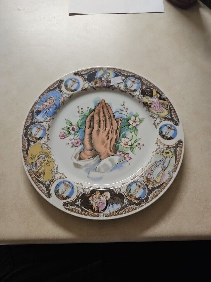 Vintage Praying Hands Religious Plate