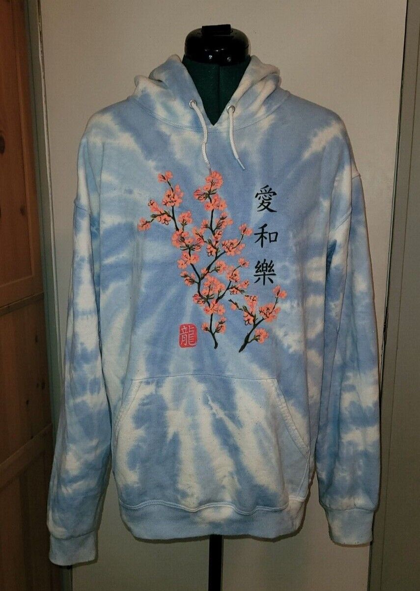 artist union clothing company cherry blossom hoodie Light blue-white