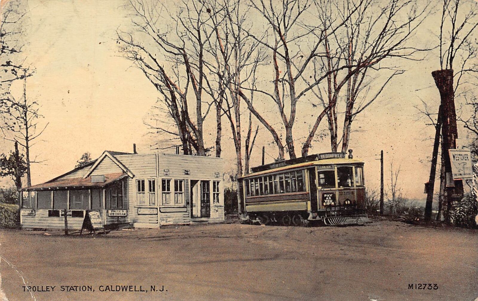 J86/ Caldwell New Jersey Postcard c1910 Trolley Depot Station 278
